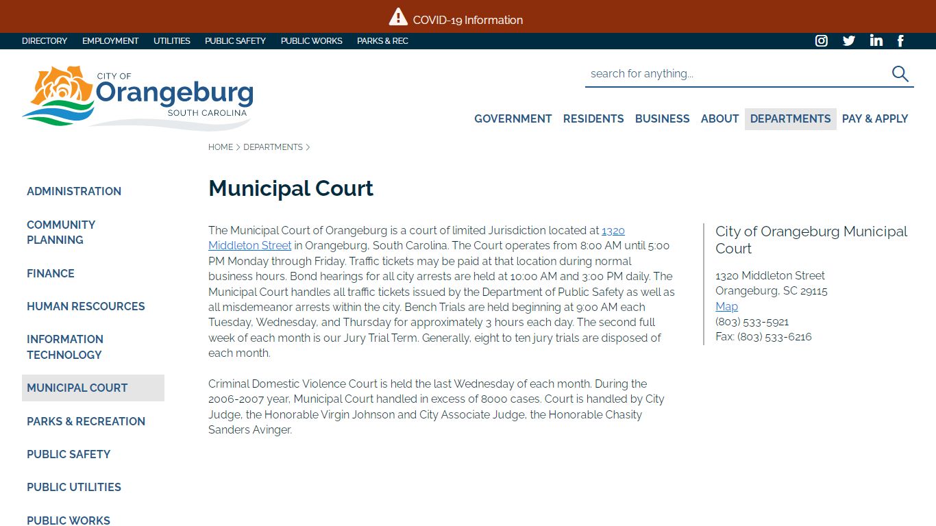 Municipal Court | City of Orangeburg, SC